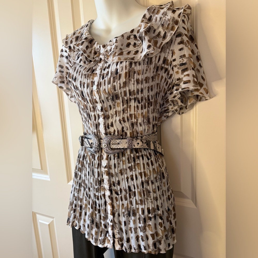 CATO Women's Animal Print Pleated Top